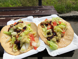 two soft tacos