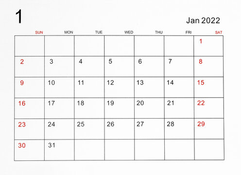 January 2022 Calendar Template.