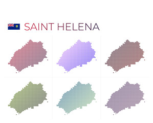 Saint Helena dotted map set. Map of Saint Helena in a dotted style. Borders of the island filled with beautiful smooth gradient circles. Awesome vector illustration.