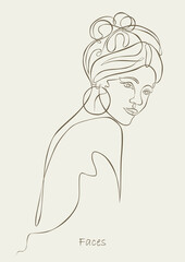 Woman face One line drawing. Continuous line. Sensual love