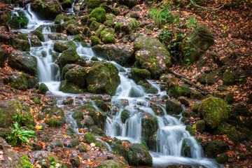 Movement of water flowing in waterfall.