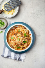 spaghetti pasta with tomato beef sauce bolognese