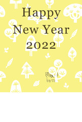 北欧風の年賀状のテンプレート素材（2022年・寅年・余白あり）