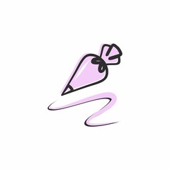 Vector illustration with pastry tools. Pastry bag. Design element for pastry chef, chocolatier, baker.