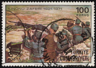 Republic of Turkey postage stamp. Republic of Turkey historical stamp. A postage stamp printed in Republic of Turkey.