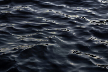 Sea water surface. Dark blue sea waves.