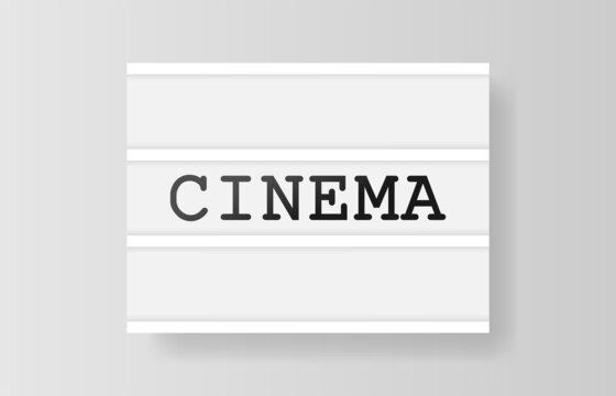 Cinema. Retro advertising with retro lightbox on white background. Vector design banner. Vector illustration.