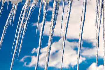 Icicles hanging from the roof