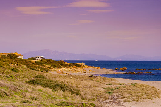 Caravan on beach by Punta Mala, Alcaidesa Spain