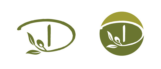 Olive Monogram Initial Letter D