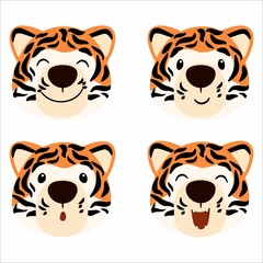 Tiger smile head isolated clipart illustration vector