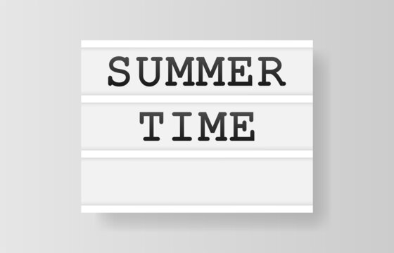 Summer Time. Retro advertising with retro lightbox on white background. Vector design banner. Vector illustration.