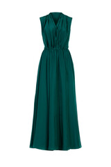  Long green evening maxi dress isolated on white