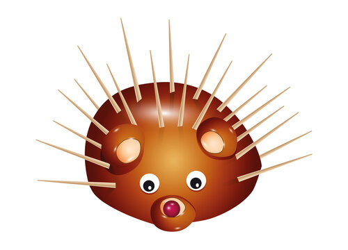 niedlicher Igel aus Kastanien und Zahnstocher