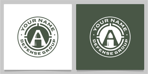 Letter A icon with bullet Negative SpaceVintage Retro Logo Designs