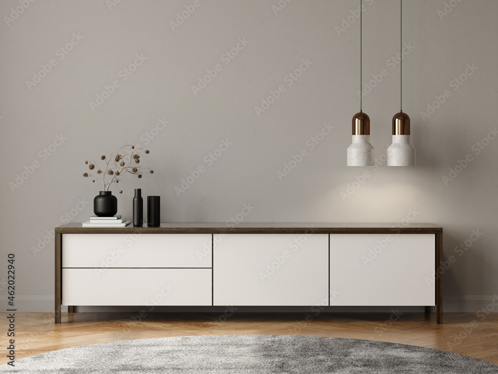 Sticker Minimalist Interior of modern living room 3D rendering