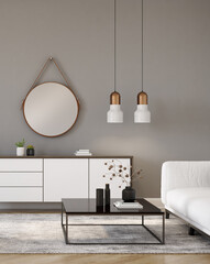 Minimalist Interior of modern living room 3D rendering - 462023322