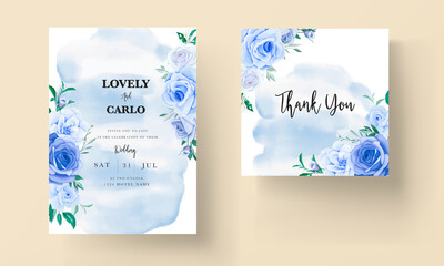 Naklejka na ściany i meble beautiful blue floral wedding invitation card