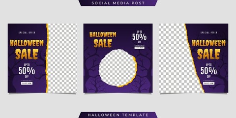 Halloween social media post sale template design. Very suitable for banner, poster, flyer, advertising, etc.