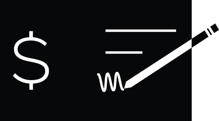 Bank Check related glyph icon. Isolated on white background. illustration