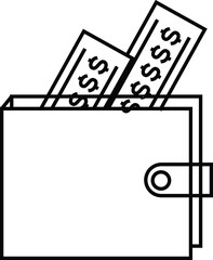 Salary in envelope icon. Vector dollar bills in envelope minimal icon