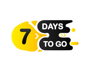 Countdown Seven days to go banner, count time sale. Seven, six, five, four, three, two, one days to go. Interesting design on White background. Vector illustration.