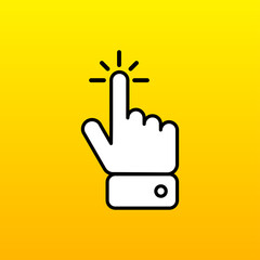 Cursor mouse pointer izolated on yellow background. Click here tool. Vector illustration.