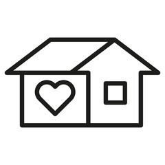 Vector Line Icon Related Home, Cottage, House, Building