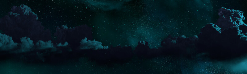 Fototapeta na wymiar pretty panoramic clouds at night backdrop . computer generated nature 3D illustration
