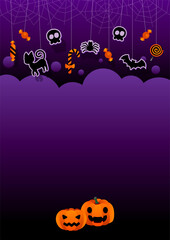 Halloween poster or party invitation with with flat icons. Trick or Treat Concept. Vector Illustration.