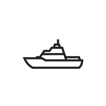 recommend clip art: destroyer warship line icon. military boat symbol. isolated vector image