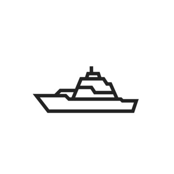 recommend clip art: warship line icon. navy ship symbol. isolated vector image