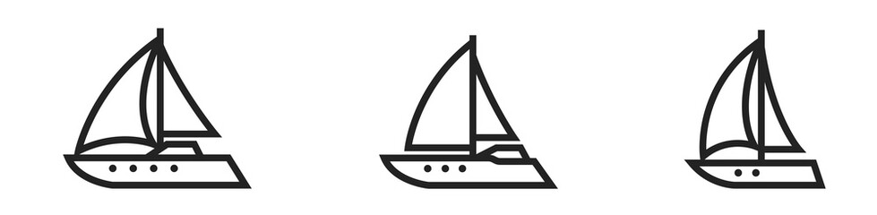 sailing yacht line icon set. sailboats for sea travel