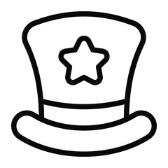 hat outline icon, Merry Christmas and Happy New Year icons for web and mobile design.