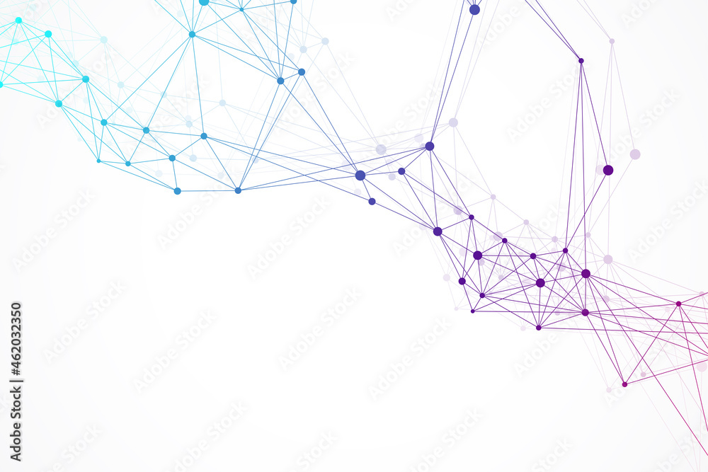 Aufkleber Geometric graphic background molecule and communication. Big data complex with compounds. Lines plexus, minimal array. Digital data visualization. Scientific cybernetic illustration.