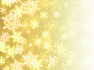 クリスマスの雪の結晶、きらきらした雪、豪華なゴールド