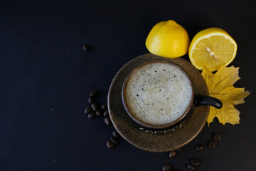 cup of coffee with lemon