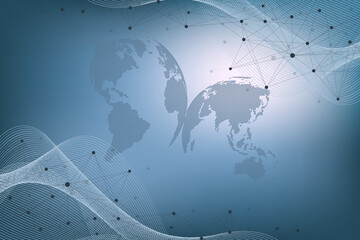 Geometric graphic background molecule and communication. Big data complex with compounds. Lines plexus, minimal array. Digital data visualization. Scientific cybernetic illustration.