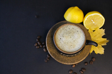 cup of coffee with lemon