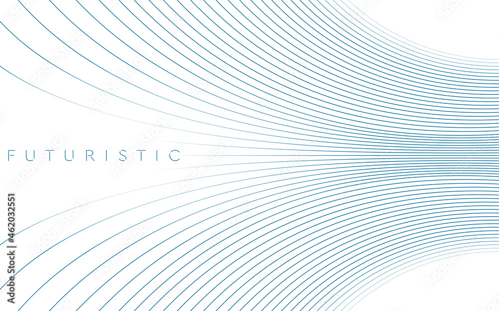 Aufkleber Blue minimal wavy lines abstract futuristic tech background. Vector digital design