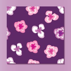 Fototapeta na wymiar Floral seamless pattern with colorful tropical plants on pastel purple background. cloth texture or wallpaper. flowers background vector design. Cute floral pattern. autumn design