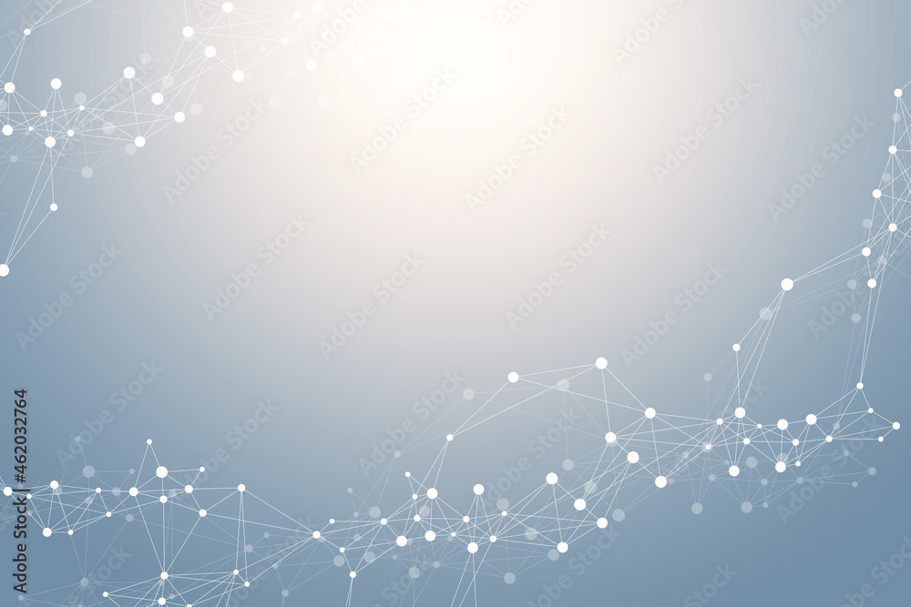 Aufkleber Geometric graphic background molecule and communication. Big data complex with compounds. Lines plexus, minimal array. Digital data visualization. Scientific cybernetic illustration.