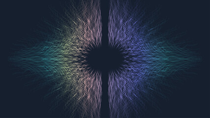 Obraz premium Quantum computer technology banner design template concept. Deep learning artificial intelligence. Big data algorithms visualization for business, science, technology. Waves flow, illustration.