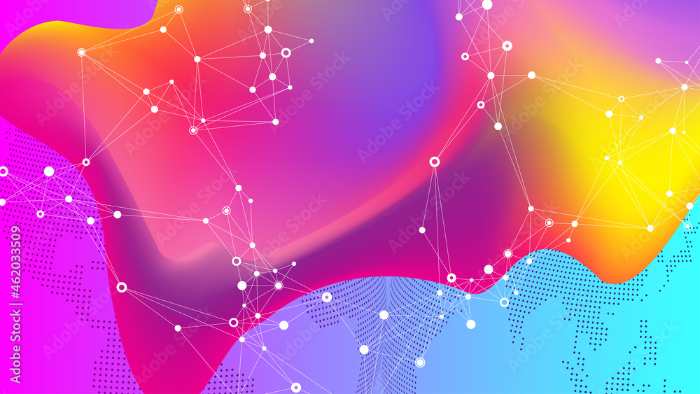 Poster 3d geometric abstract background with iridescent holographic liquid wavy gradient flowing dynamic sh