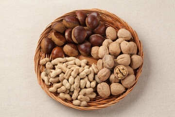 밤,잣,땅콩,호두,건강식품,견과류,고해상,다수,단면,백그라운드,사람없음,실내,오브젝트,음식,절단