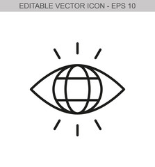Eye icon with world sign
