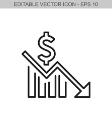 Financial graph and downtrending