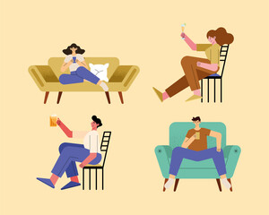 four persons relaxing