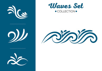 Wind Set Icon Wave design template on white background.