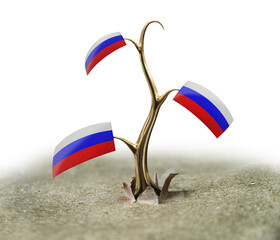 3d sprout with Russian flag on white